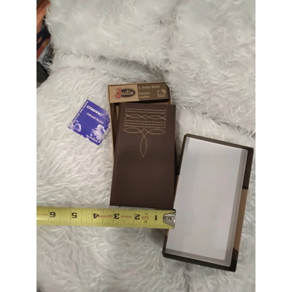 Justin Jr Rodeo Wallet Genuine Leather Brown‎ Western Stitching RFID